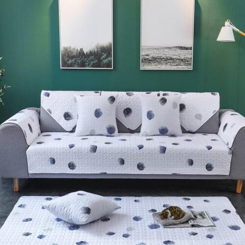 Classical Style Art Ink Point Sofa Cover Cotton Non-Slip Sofa Towel Chair Covers Mats Living/Drawing Room Decorative L-Shaped