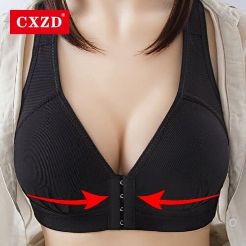 CXZD Front Button Sports Bra High Stretch Breathable Top Fitness Women Gather for Running Gym Seamless without steel Crop Bra