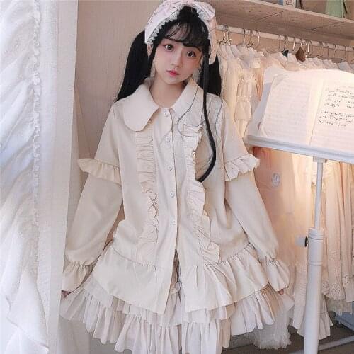 Spring and Summer Cute Doll Collar Lolita Take Long Sleeve Shirt renaissance tea party top lolita shirt lolita maid