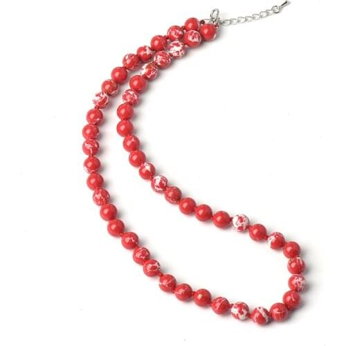 The Double two color Red Beads Mix up the deep white stripe Fashion 8 MM CUSTOMIZATION Synthesis emperor stone Necklace