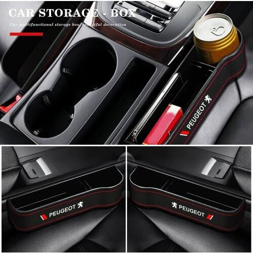 PU Leather Car Storage Organizer Universal High Capacity Car Crevice Storage Box For Peugeot 206 207 307 3008 2008 308 408 508