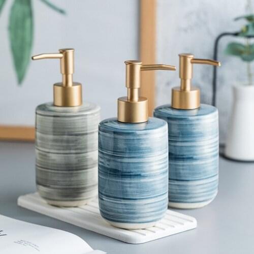 350 ml Ceramic Soap Dispenser Pump Bottle Lotion Bottle for Kitchen Bathroom and Hotel Shower Gel Jar Bathroom Supplies