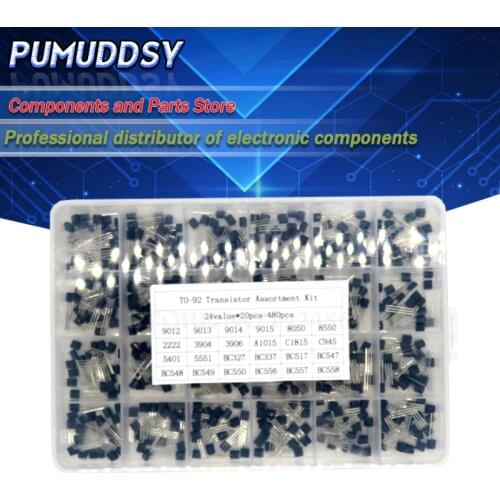 24Values TO-92 Transistor Assortment Assorted Kit Each BC327 BC337 BC517 BC547 BC548 BC549 2N2222 3906 3904 5401 5551 C945 1015