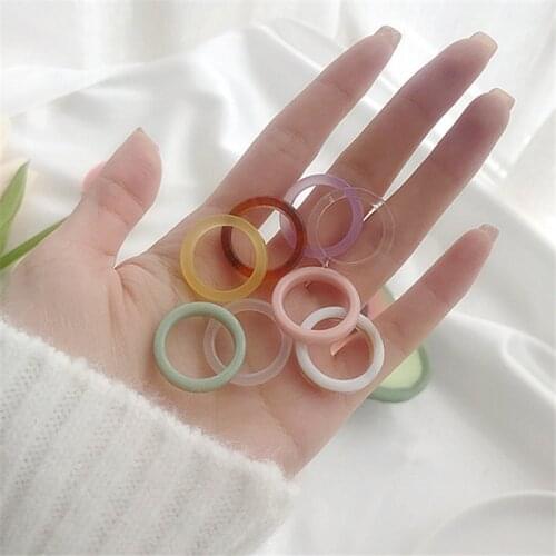 8 Pcs Acrylic Rings Set Female Cute Romantic Color Resin Personality Round Index Finger Ring For Women Fashion Wedding Jewelry