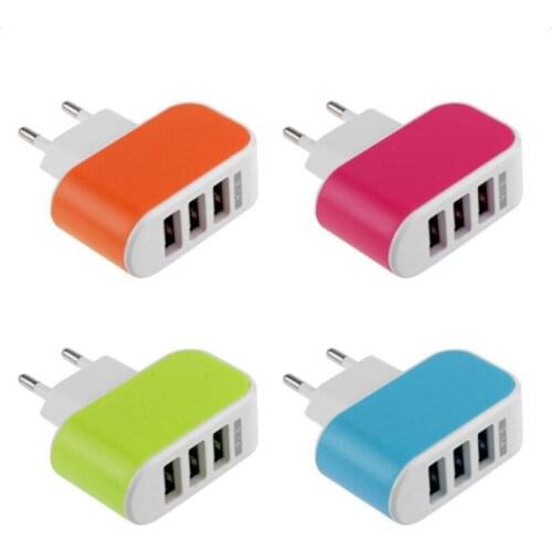 2020 NEW 3 Ports 3.1A Triple USB Port Wall Home Travel AC Charger Adapter EU Plug Mobile Phone Charger for iphone X for Samsung