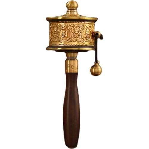 Om Mani Peme Hung Mantra Tibetan Buddhism Hand-Cranked Prayer Wheel Small Pure Copper Mini Lion Miniature Film Prayer Tube