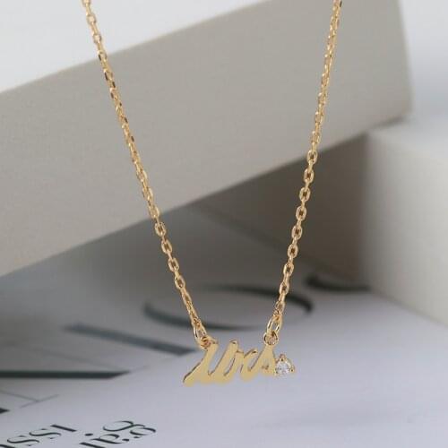 Simple and compact smooth letter Mrs inlaid with small diamond European and American fashion couple necklace clavicle chain