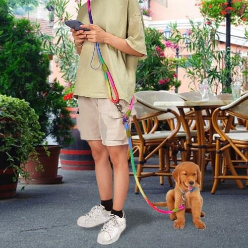 Dog Leash Harnesses Leads for Dogs Walking Slung Shoulder Hands Free Leashes Running Dog Chain Multifunctional Double-head Leash