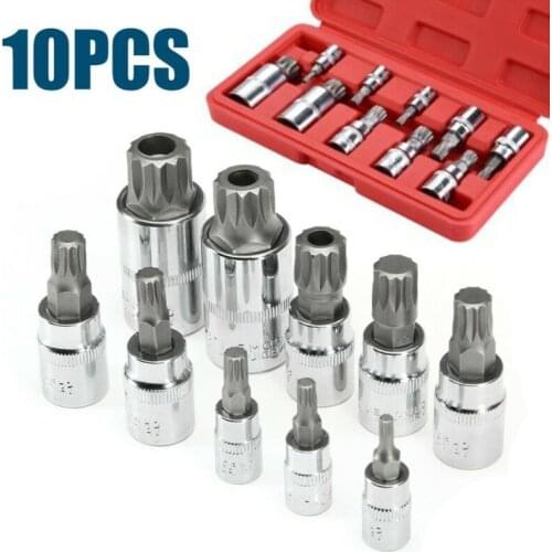 Durable 10pcs XZN 12 Point MM Triple Square Spline Bit Socket S2 Steel 4-18mm Tool Set Point Sockets High Hardness