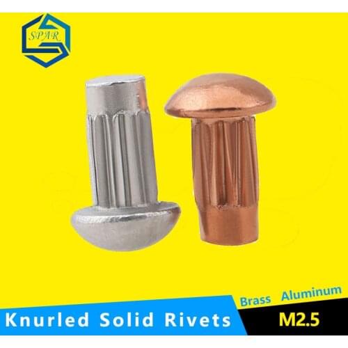 Knurled Solid Rivets For Name Plate Round Head Knurled Shank Solid Rivet for Label Name Plate GB827Aluminum/Copper/Brass M2.5