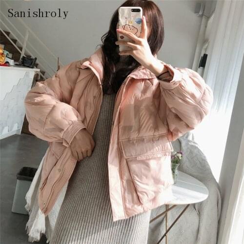 Sanishroly 2020 New Autumn Women Winter Coat Warm Light White Duck Down Jacket Parka Ladies Short Casual Loose Coats Tops SE1014