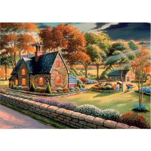 DIY full round rhinestone embroidery European riverside cottage home decoration 5D diamond embroidery mosaic painting TT585