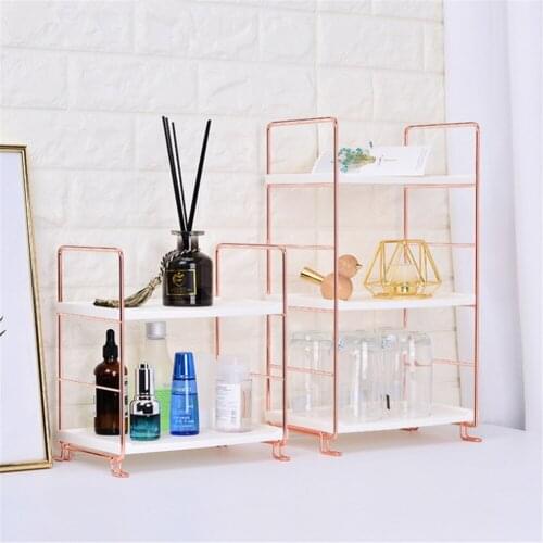 Nordic Desktop Storage Rack Stainless Book Shelf Holder Bathroom Acces Organizer Kitchen Seasoning Spice Storage Rack Cabinet