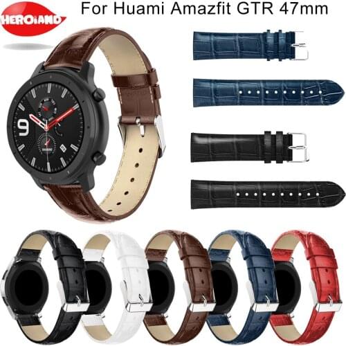 22mm sport business leather replacement strap For Xiaomi Huami Amazfit GTR 47mm frontier / classic bracelet wristband accessory