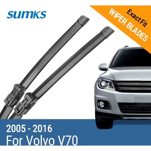 SUMKS Wiper Blades for Volvo V70 24"&22"/26"&20" Fit Pinch Type / Push Button Arms 2005 - 2016