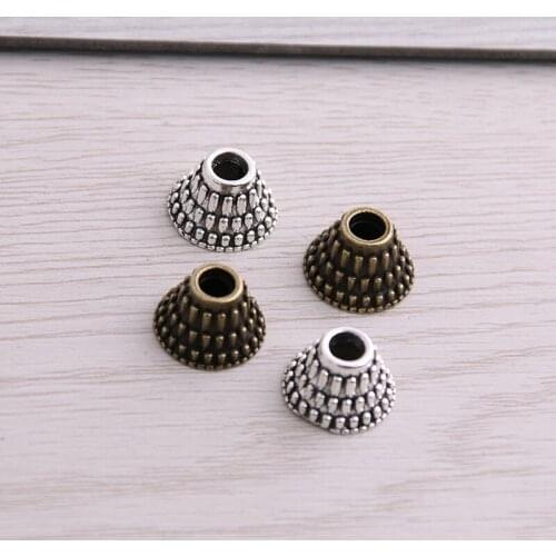 SWEET BELL 30pcs 9*14*14mm Two Color Receptacle Hollow Flower Oval DIY Spaced Jewelry Accessories Charms For Jewelry Making