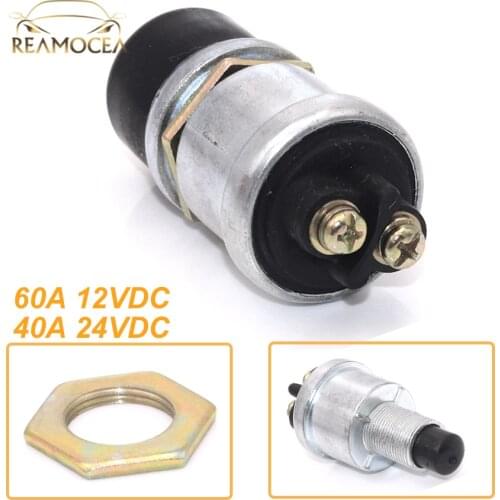 Reamocea Car 60A 12VDC / 40A 24VDC Universal Metal Waterproof Momentary Ignition Starter Push Button Horn Switch IP67 50M Ohm