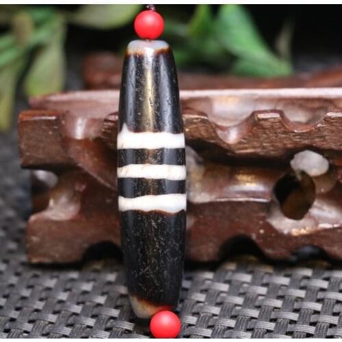 UPD0314A4 Power Energy Tibetan Old Agate Line Type Healer Medicine dZi Bead Pendant 57MM S LKbrother Top Quality