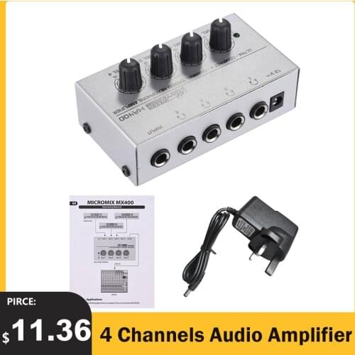 HA400 Ultra-compact 4 Channels Mini Audio Stereo Headphone Amplifier with Power Adapter