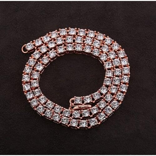 Hip Hop 1Row 5mm Bling CZ Iced Out Rhinestone Cubic Zirconia Bracelet Tennis Chain Bracelets For Women Men Fine Jewelry Rose Red