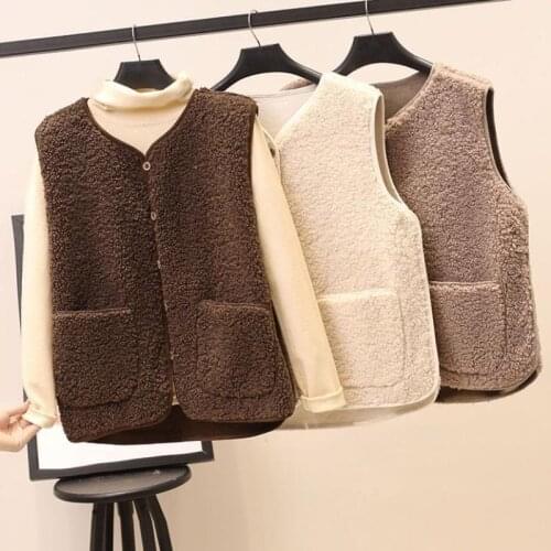 Vests 2021 Spring Autumn Vest Women Waistcoat Winter Thermal Warm Thick Fleece Vests Women Sleeveless Jacket Ladies Waistcoat