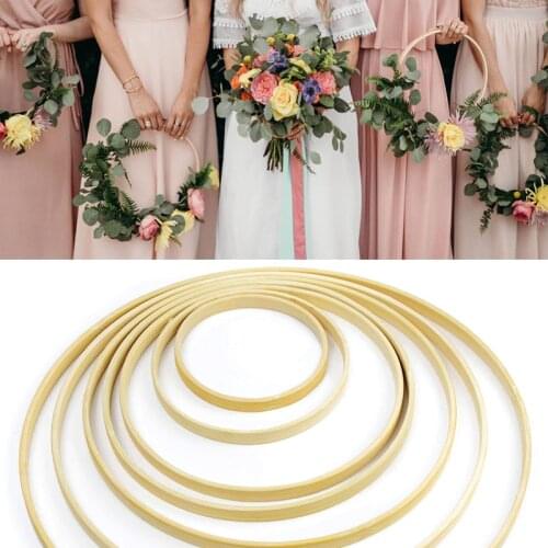10-40cm Bamboo/Metal/Rattan Wreath Ring Hoop Wooden Circle For Wedding Bride Flower Wreath Easter Birthday Party Hanging Decor
