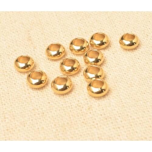 100 PCS 6mm*3mm Fashion Metal Raw Brass Spacer Beads Round Flat Round Beads For Jewelry Making