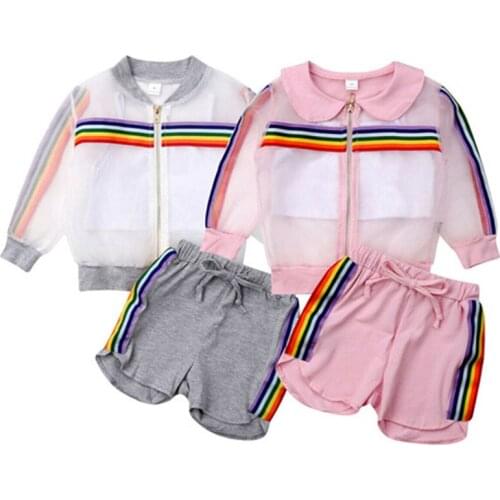 3Pcs Fashion Toddler Kids Baby Girl Coat+Vest+Pants Outfit 3Pcs UV Sunsuit Clothes Summer Set Toddler Girl Clothes Cotton