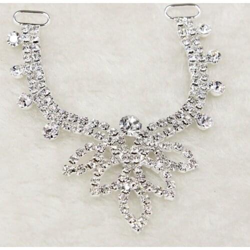 30 Pcs Charm Chain Bikini Connectors Buckle Metal Clear Crystal Rhinestone Bikini Buckle Gold Silver Rose Gold