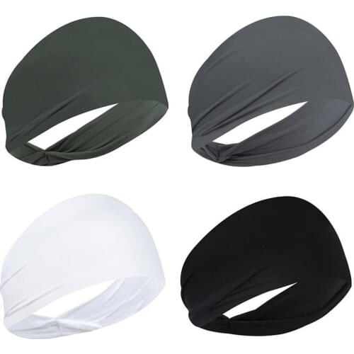4 Pack Unisex Headband Elastic Moisture Wicking Hairbands Unisex Sweatband and Sports Headband for Running Cycling Yoga