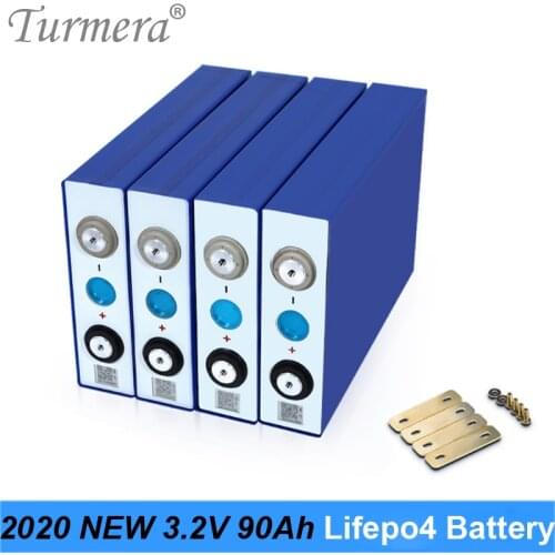 4Pieces Lithium Iron Phosphate Battery 3.2V 90Ah Lifepo4 Battery for Solar power system and Uninterrupted Power Supply Turmera