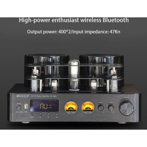 220V 200W*2 HiFi Wireless Bluetooth Tube Amplifier AV889 USB High-power Fever Tube Amplifier Vacuum Tube Retro Home Amplifier
