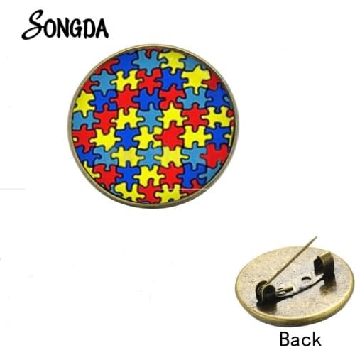 Autismus Bunte Puzzle Brooch Colorful Jigsaw Puzzle Autism Awareness Ribbon Brooches Jackets Pins for Best Friends Family