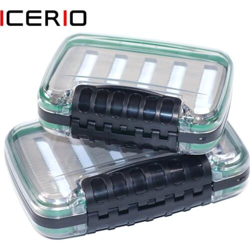 ICERIO Fishing Box for Baits Double Side Waterproof Plastic Lure Boxes Foam Fly Fishing Tackle Storage Box Supplies Accessories