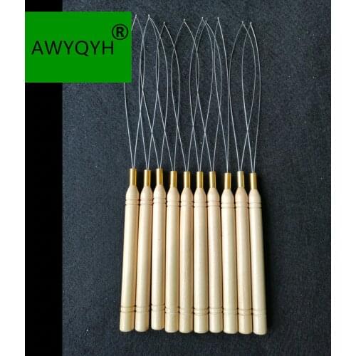 10pcs micro rings loop tool loop threader pulling needle used with hair plier and beads for human hair feather extension tools