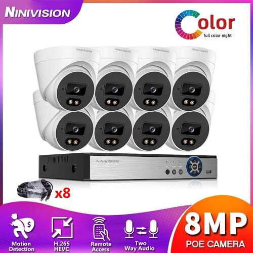8MP NVR kit 8CH video surveillance IP camera set indoor Two-way audio home CCTV Security camera system kit 4K 8CH POE NVR XMEYE