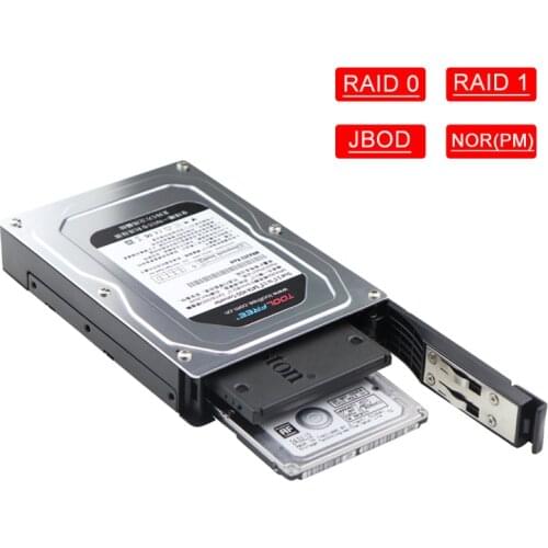 Tool Free Dual Bay 2.5 Inch to 3.5 Inch SATA Hard Drive Adapter Enclosure Supports SATA III, RAID 0, RAID 1, JBOD, Nor