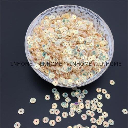 50g 4mm Round Wheel Flower Gold Plating Loose Sequins Sewing PVC DIY Paillette Beige Daisy Confetti Spangles