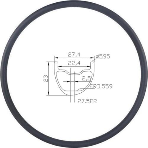 LIENGU 27.5er 27.4mm MTB XC Tubeless Hookless Carbon Rim 23mm Depth Offset 2.5mm Mountain Bicycle Asymmetric Wheel 24H 28H 32H