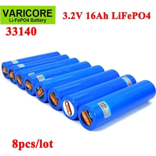 8pcs VariCore 3.2V 33140 15Ah lifepo4 Cells Lithium-iron phospha 16000mAh for 12v 24V ebike e-scooter power tools Battery pack