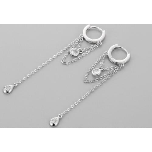 Minar HighStreet Copper Zirconia Geometric Round Dangle Earrings for Women Girls Long Chain Tassel Earring Simple Accessories