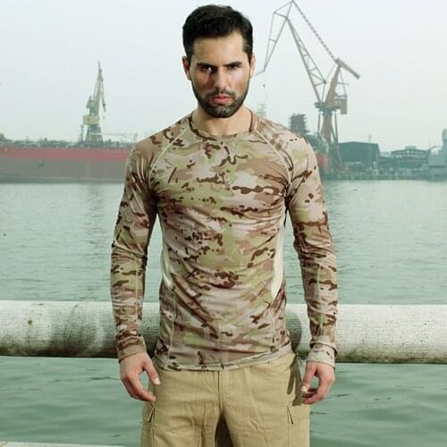 Men Elastic Force Long Sleeve T-Shirt Flax Polyester Quick-drying Breathable Outdoor Military Tactical Trekking Climbing Shirt