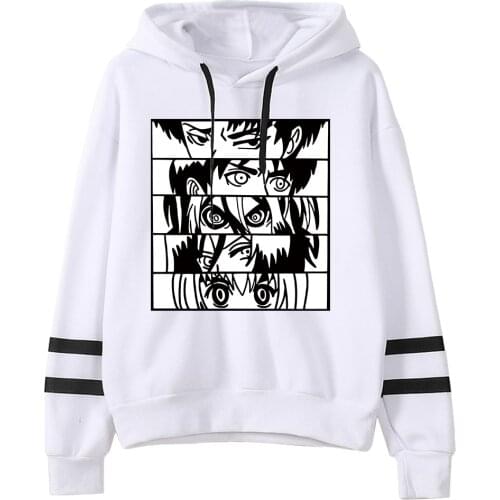Men Hoodies Autumn Casual Pullover Sweats Hoodie Sweatshirts Japan Anime Attack on Titan Eyes Striped Sweatshirt Clothes Men