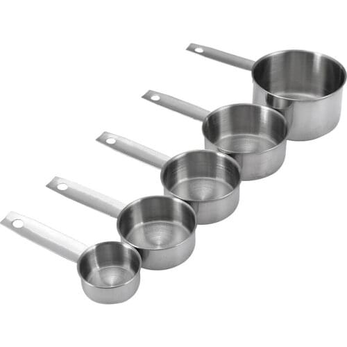 5PCS Stainless Steel Measuring Cups And Spoons Set Kitchen Baking Gadget Tool Measuring Tools Stainless Steel Measuring Cups
