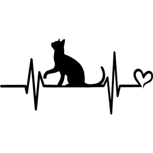 Heartbeat Liveline Love Cat Pet Theme Window Glass Rear windshield Car Sticker Decal AL385
