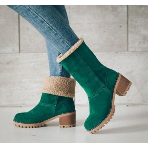 For New winter warm snow boots lamb wool thick thick thick with thick sole all-match casual pure color