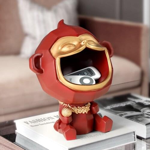 Big Mouth Monkey Candy Storage Box Resin abstract geometric sculpture entry keystorage rack European-style home room decorations