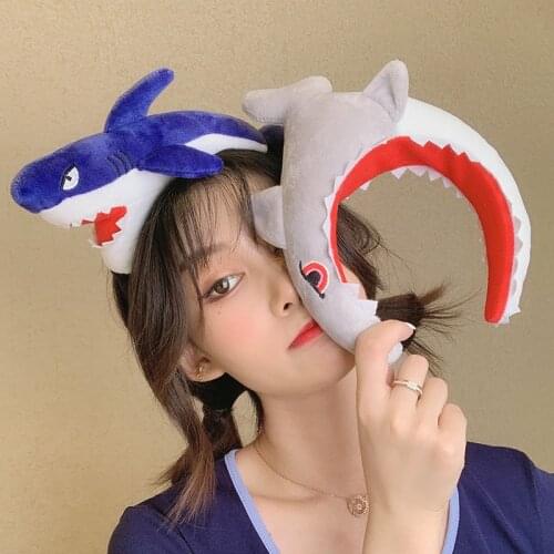 Cute Cartoon Dinosaur Shark Oversize Gray Green Yellow Pink Hair Hoop Headbands Cloth Headwear For Women TLSM