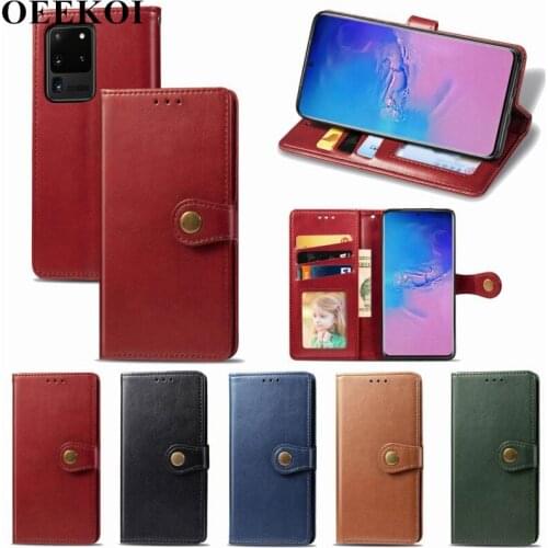 OEEKOI Pure Color PU Leather Wallet Flip Cover Case for Samsung Galaxy S20 Ultra