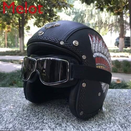 Painted Print Retro Helmet Personality Punk Motorcycle Half Helmet Four Seasons Motor Vehicle Cover Helmet for Men and Women
